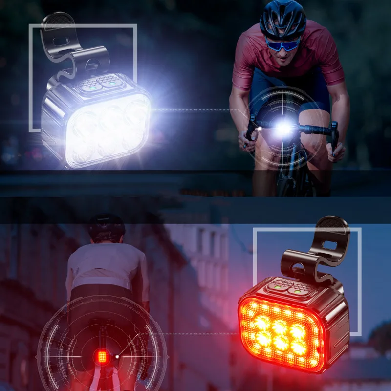 Bicycle Front Rear LED Light Set USB Charge Cycling Headlight Taillight Light 6/24 Lamp Bead Waterproof Aluminum Alloy Bike Lamp