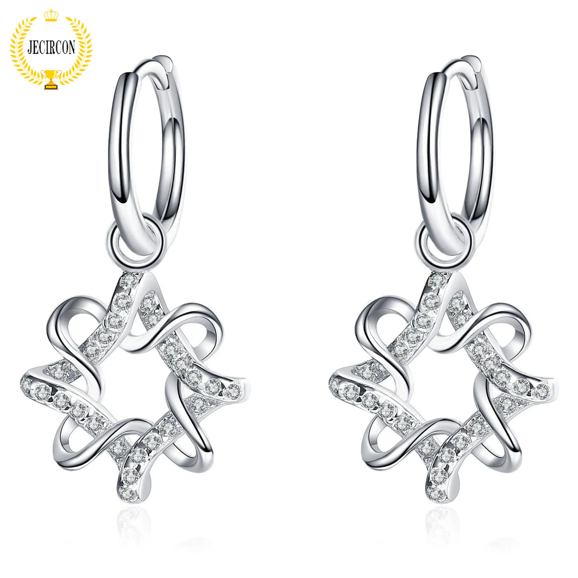 JECIRCON Earrings for Women 925 Sterling Silver Polygonal Drop Earrings Small Gravel Total 0.28ct Moissanite Ear Buckle Jewelry