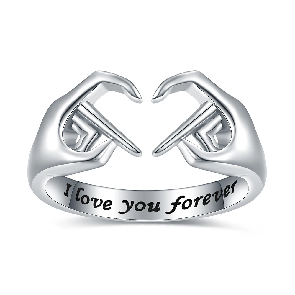 925 Sterling Silver Love Hand Heart Rings Adjustable Irish Claddagh Ring Friendship Promise Jewelry Gifts for Women Friends Girl