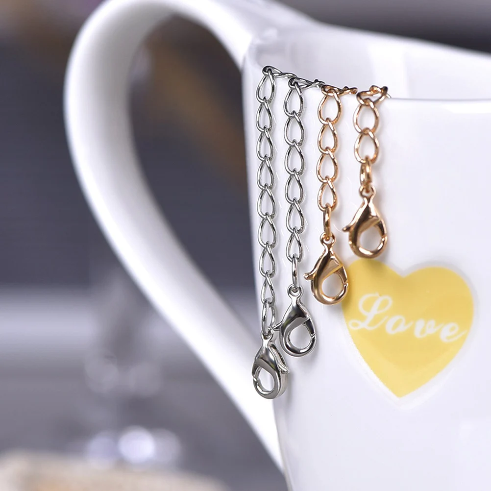 

8pcs Gold Silver Stainless Steel Necklace Bracelet Extender Chain Set 4 Sizes 2 3 4 6 Inch Lobster Claw Clasps Jewelry