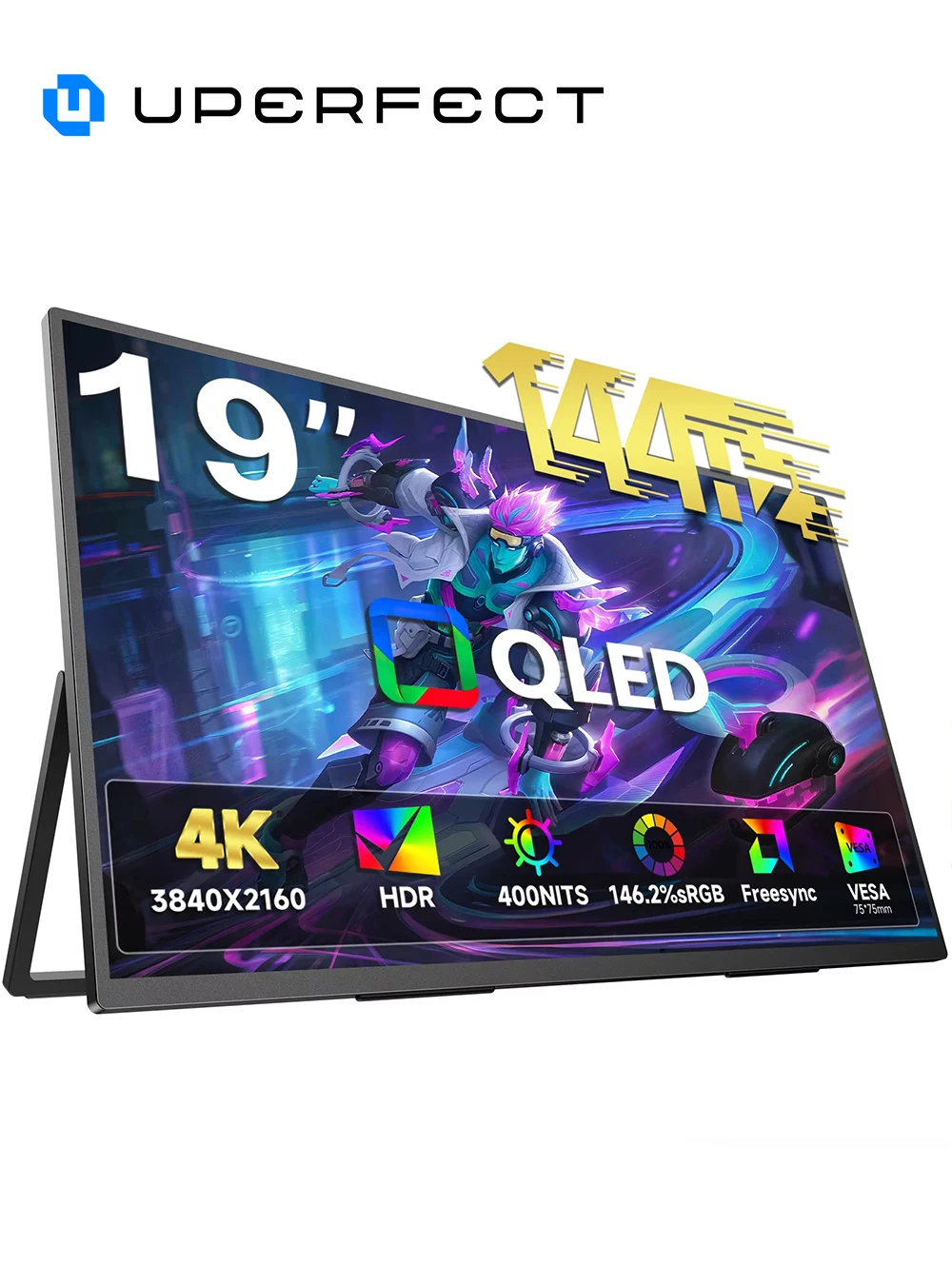 UPERFECT UColor Apex 19 144Hz UHD 4K Portable Monitor QLED Screen For Gaming Travel Laptop Phone Game Console Steam Deck PS5 PC