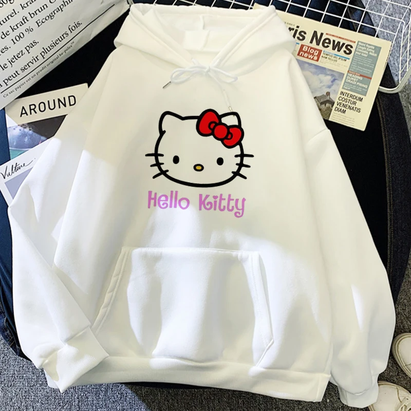 

Cute Hello Kitty Prints Japan Anime Hoodie Top Women Y2k 90s Hoodies Sweatshirt Harajuku Streetwear Oversize Fashions Clothes