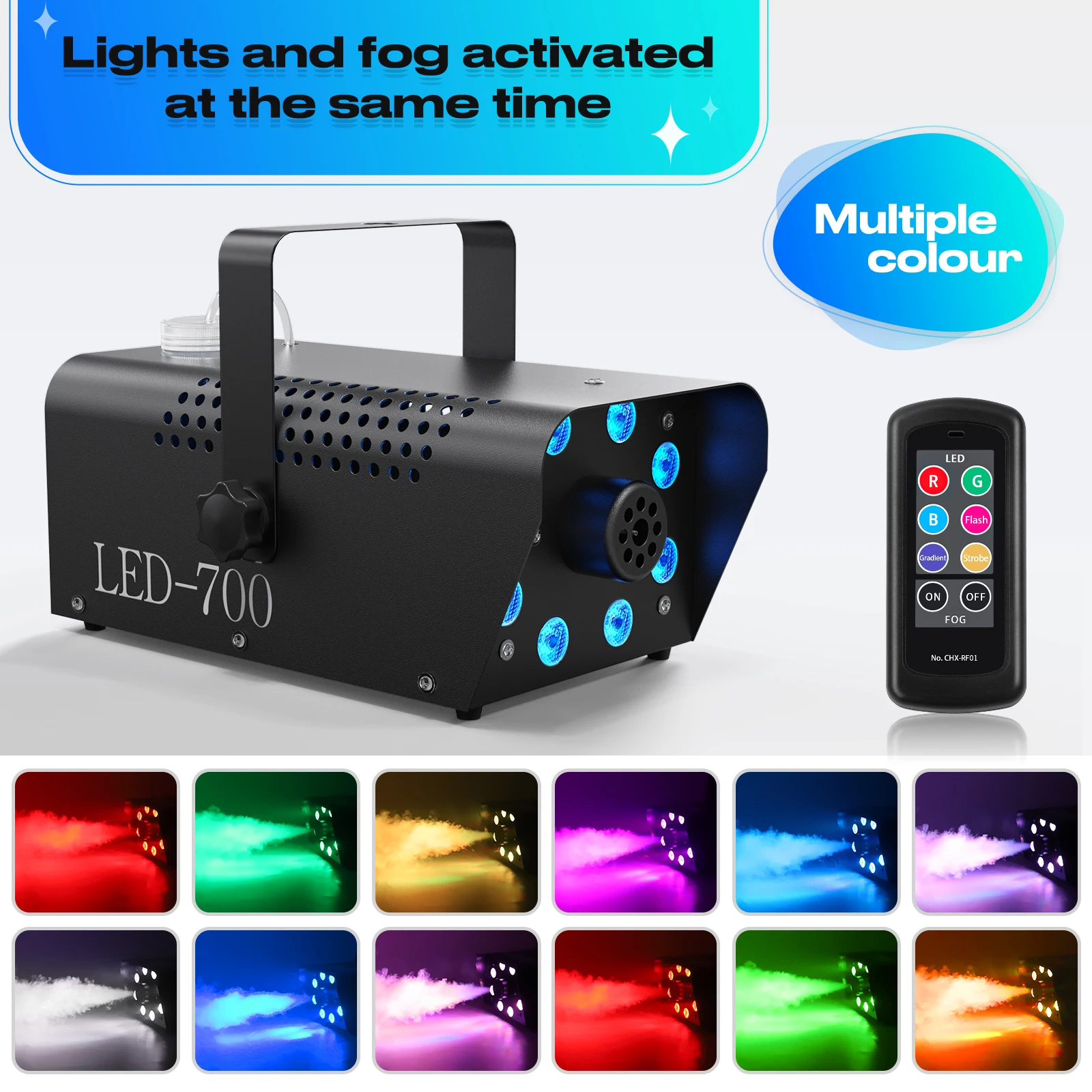 a máquina colorida de la niebla del banquete de boda del equipo colorido del espray de la etapa del LED RGB de la máquina del humo de 700W LED