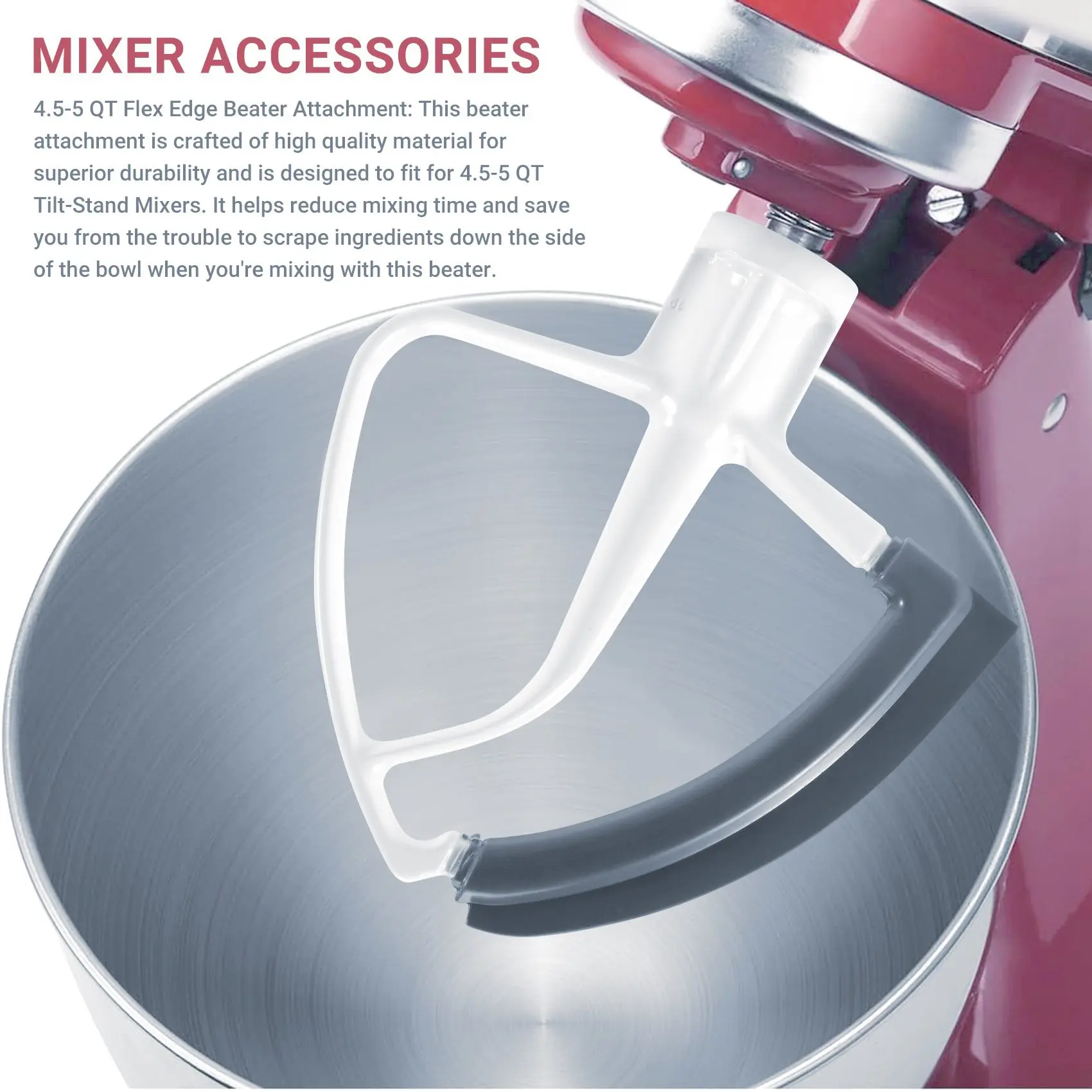 AD-Flex Edge الخافق لخلاط كيتشن ايد 4.5-5 QT حامل إمالة الرأس خلاط المرفقات ، خلاط مجداف الملحقات