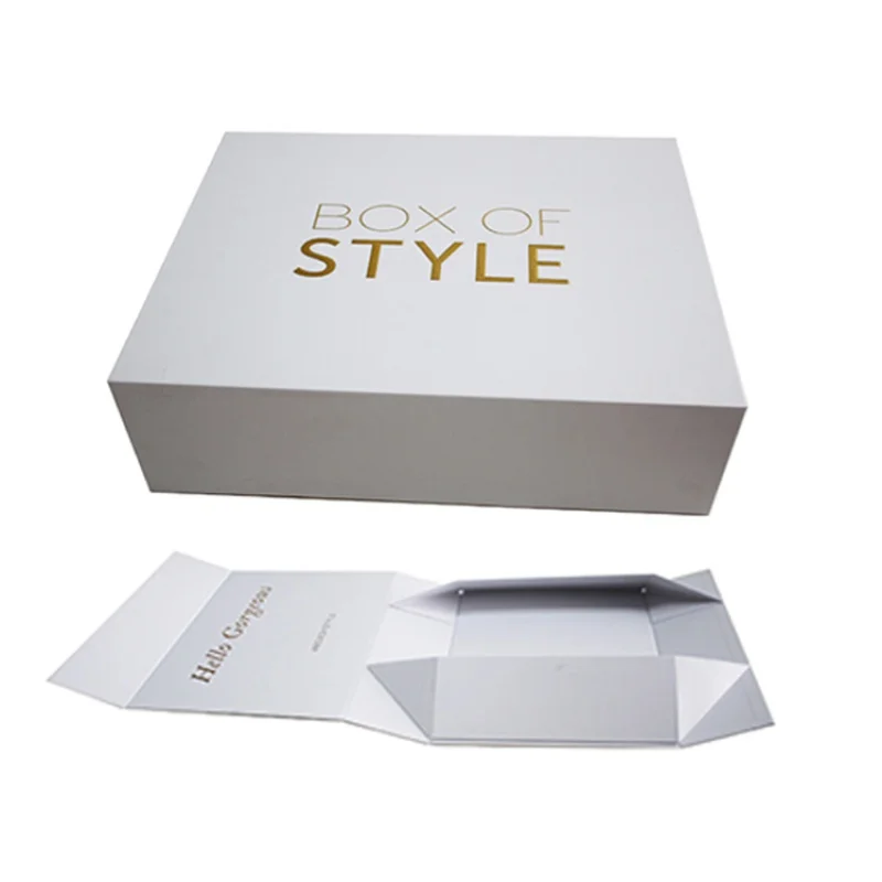 Customized productWhite Cardboard Packaging Magnetic Closure High End Collapsable Flat Packed Magnetic Paper Gift Box