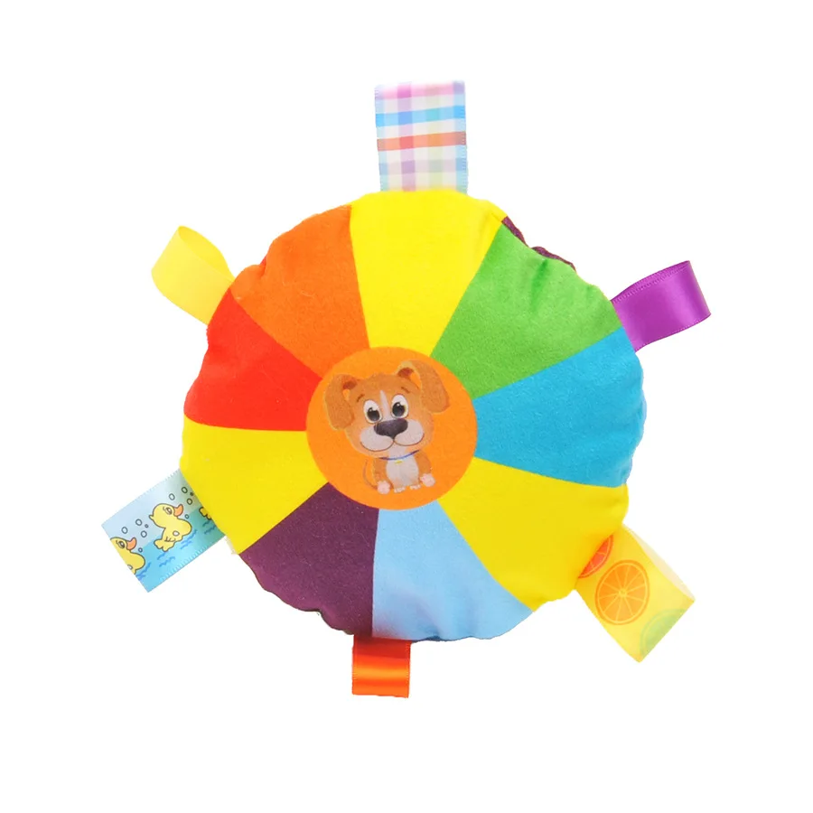 Colorful Taggie Ball Soft Plush Sensory Rattle Ball Toy for Small Dogs