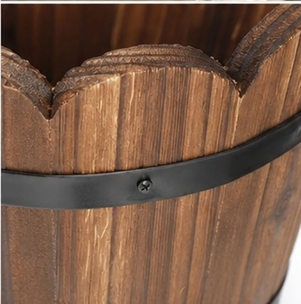 3Pcs Carbonized Wood Flowerpots Retro Wooden Planters Multipurpose Garden Balcony Succulent Plant Pots Decorative Vintage Flower