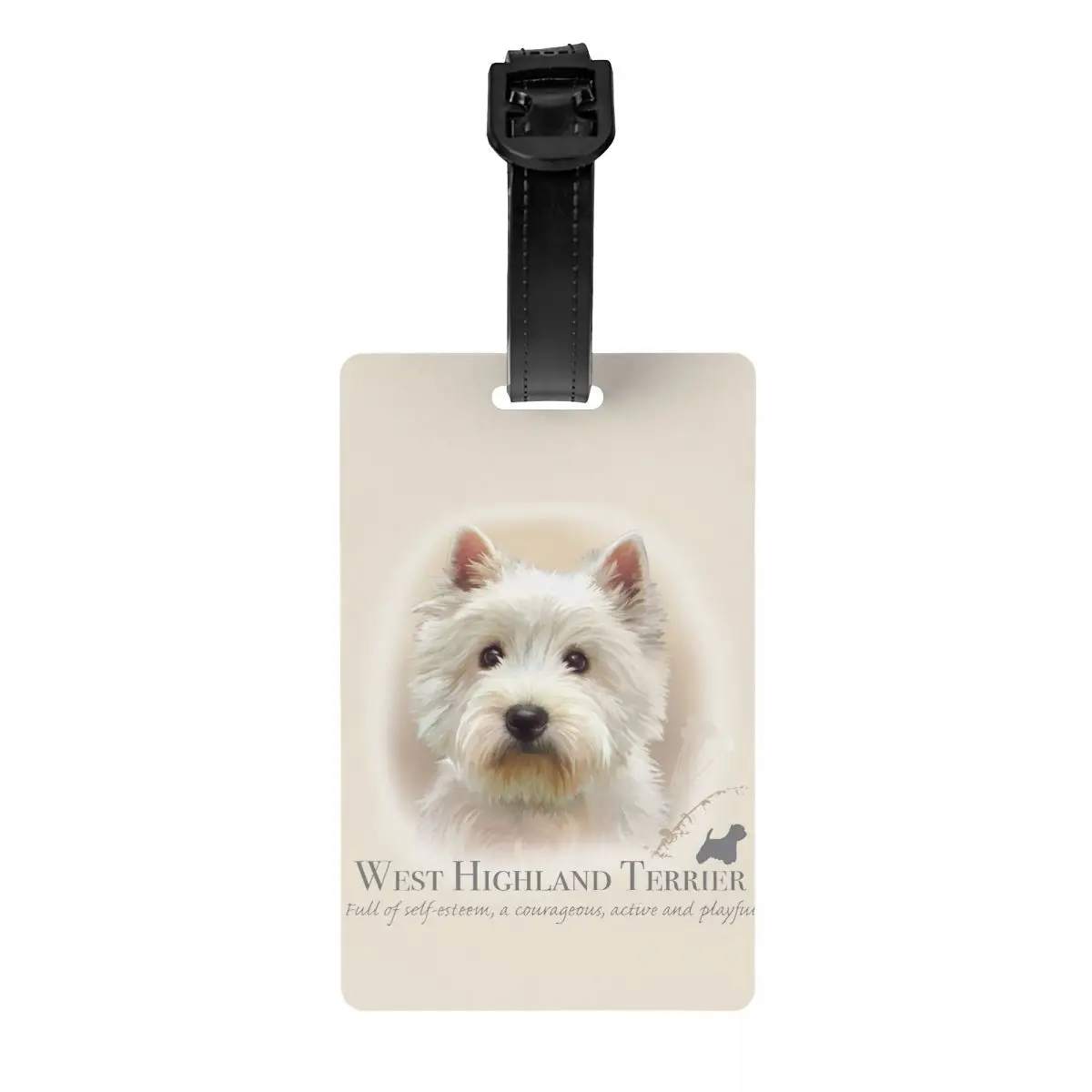 

Custom Westie Luggage Tag for Travel Suitcase West Highland White Terrier Dog Privacy Cover Name ID Card