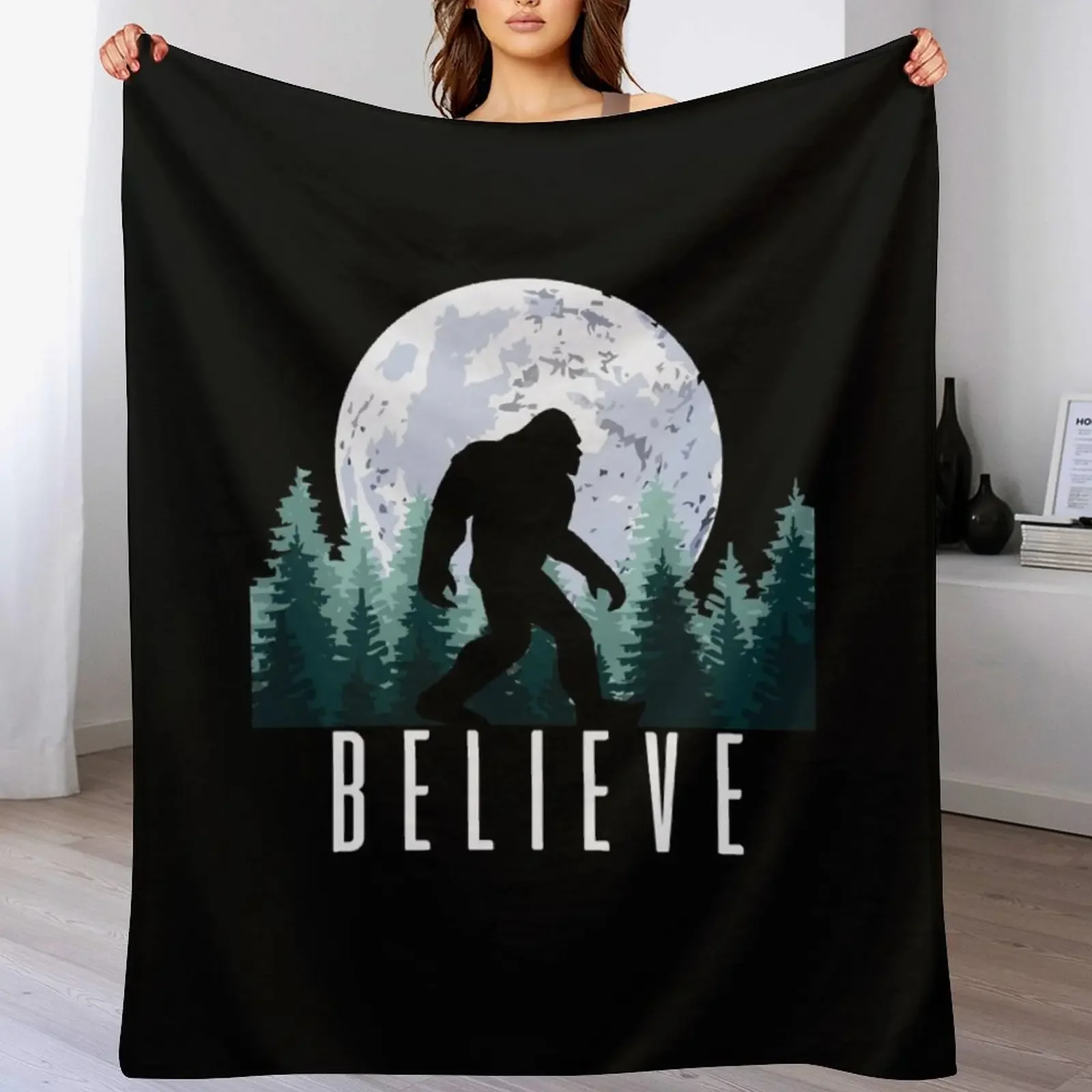 

Bigfoot Believe | Sasquatch Throw Blanket Blankets Sofas Of Decoration Cute Plaid Soft Beds Luxury Throw Blankets