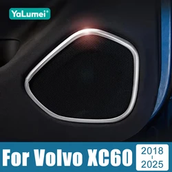 Stainless Steel Car Door Sound Frame Trim For Volvo XC60 2018 2019 2020 2021 2022 2023 2024 2025 Speaker Ring Stickers