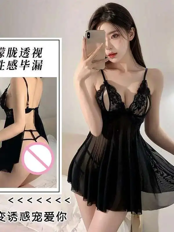 Nuevo vestido Sexy 2025 con cuello en V y espalda descubierta con encaje calado transparente de talla grande con tirantes para mujer vestido acampanado de Color sólido con cintura ceñida 4BLW