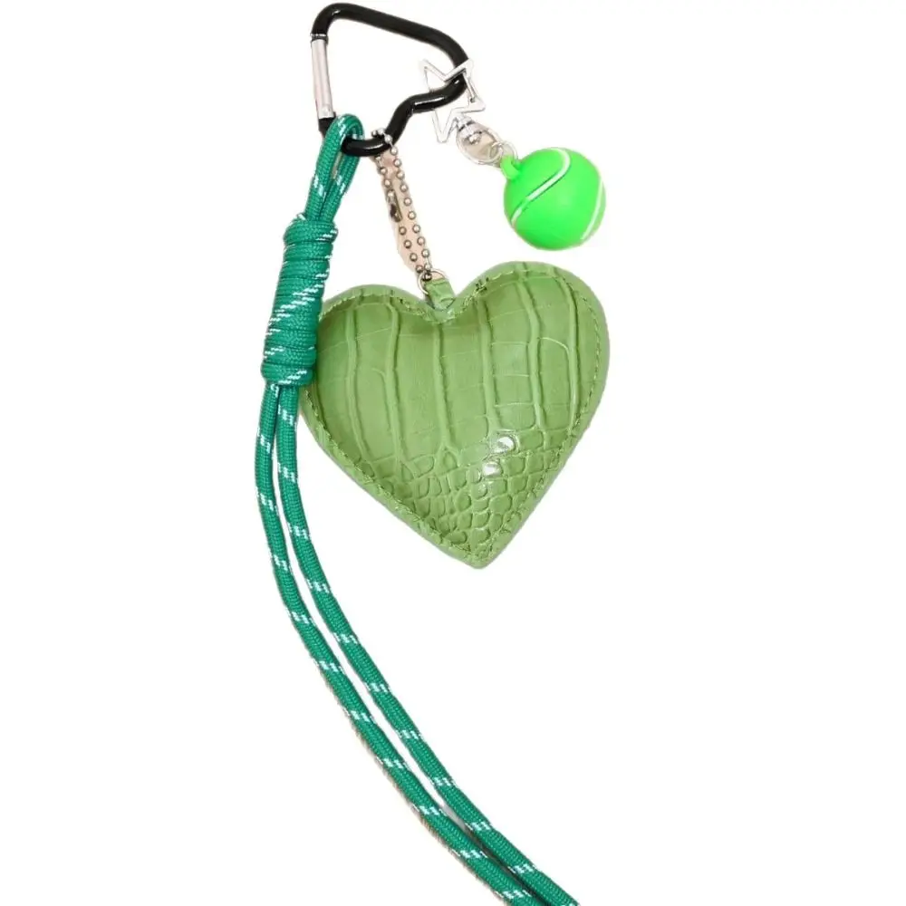 PU 가죽 하트 키체인 농구 우븐 로프 땋은 로프 자동차 키링 한국 스타일 수제 사랑 축구 가방 참