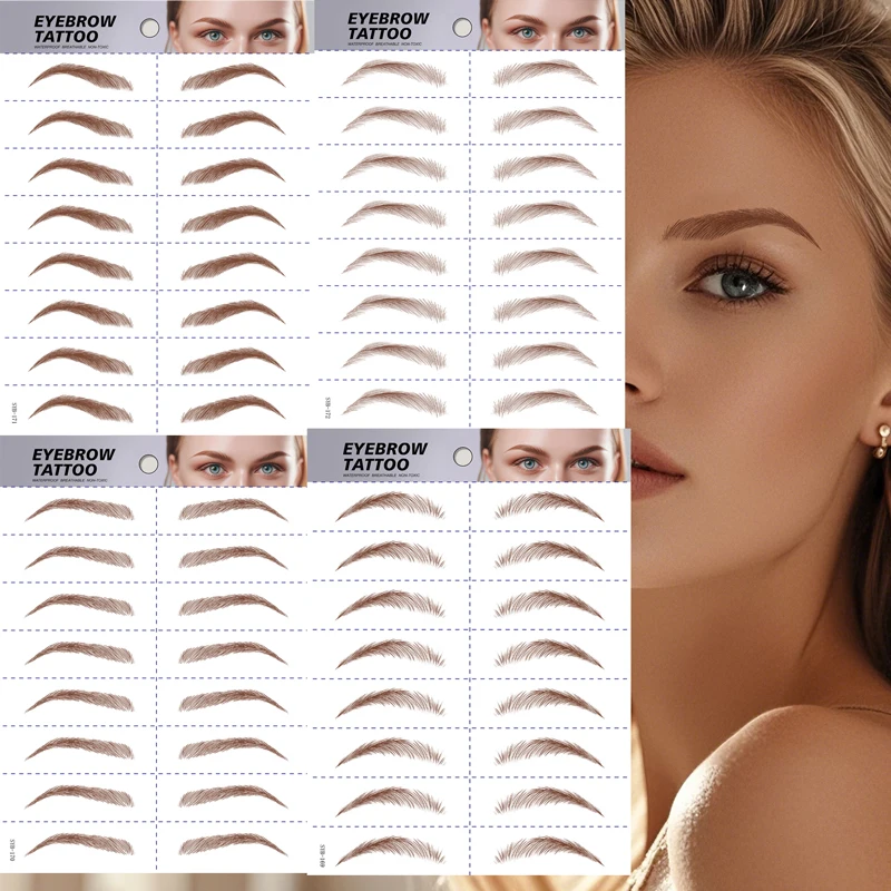 Brown Hair-liked Eyebrow Tattoo Sticker Waterproof Eye Brow Tattoo Long Lasting Eyebrow Sticker for Brow Shaping