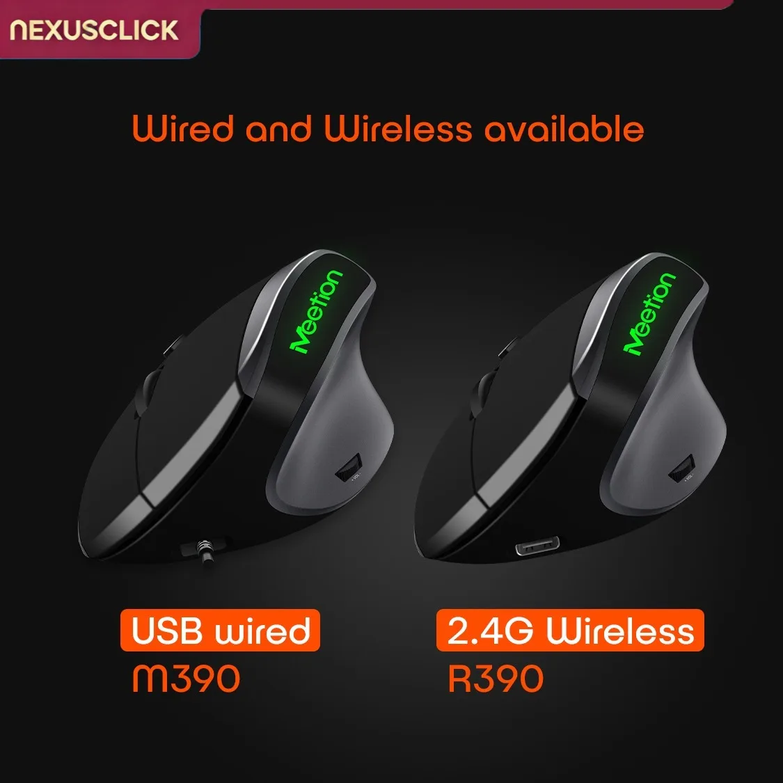 NexusClick Ergonomic Vertical Wireless Mouse,Type-C Rechargeable Adjustable DPI Comfort Grip Computer Mice Reduce Wrist Fatigue