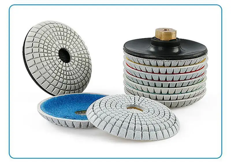 7-teiliges 4" 100mm Konvex-Polierpad-Set, Nass-Schleifscheiben in Schalenform für Granit, Stein, Beton, Marmor mit Gummiunterlage – Detail 9