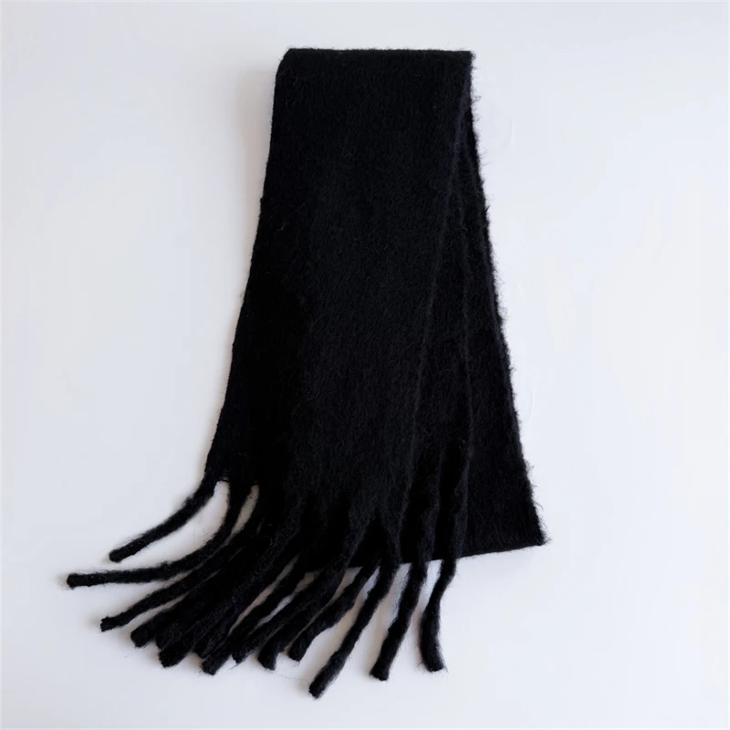 Bufanda pequeña de invierno de 18x200cm para mujer, chales gruesos de Cachemira de imitación, cuello cálido con borlas, Bufanda Echarpe Pashmina de lujo