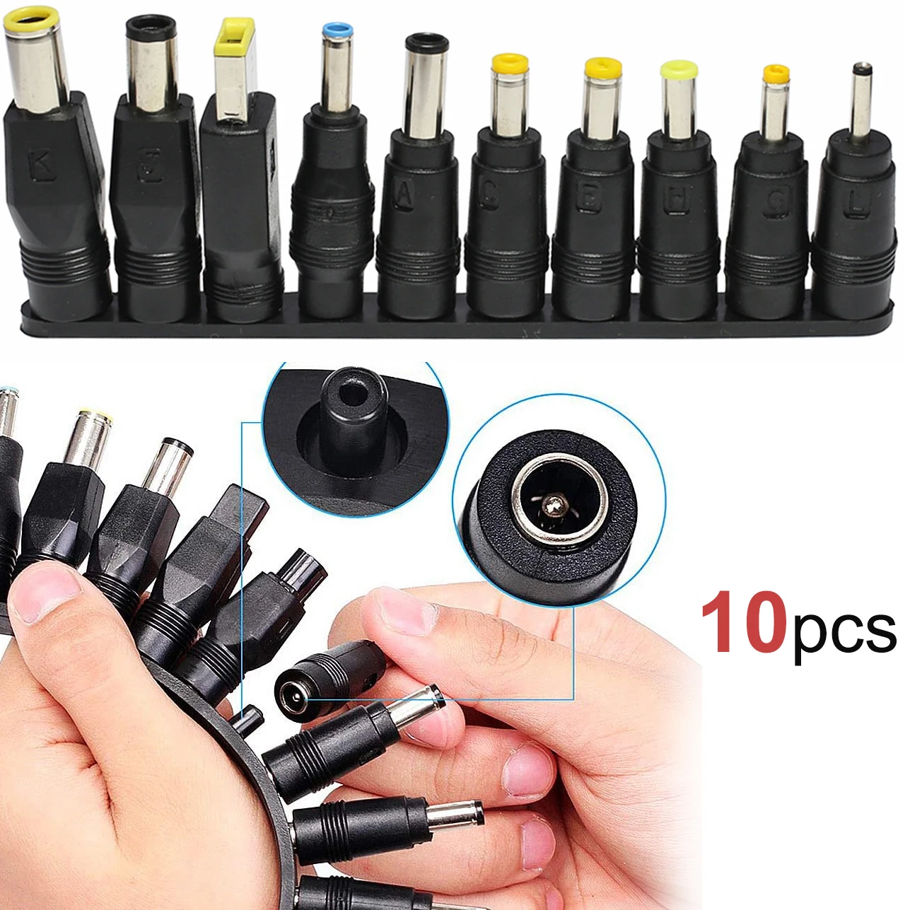 10 Pieces / Set Universal For Notebook Laptop Charger Power Adapter Tips Jack Connector To Connect Charging