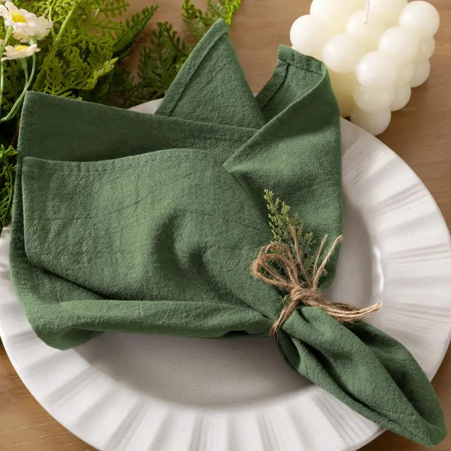 

Cloth Napkins Green Valentines Day Washable Reusable Bulk Linen Cotton Napkins Set of 20 17x17 for Wedding Party Bridal Baby Sho