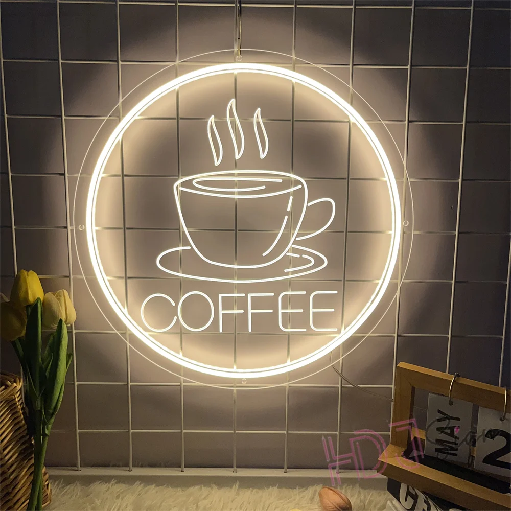 Coffee Neon Sign Light USB Led Neon Lamps for Bar Cafe Restaurant Party Art Wall Decoration Window Hanging Night Lights