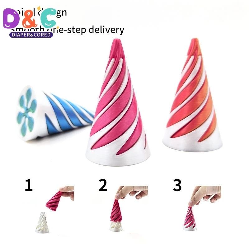 

1PC Ins Ornament Sculpture 3D Printed Toy Spiral Cone Decompression Artifact Children's Educational Toy