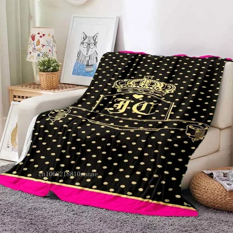 Juicy Couture Fashion Brand Blanket Flannel Bed Throw Soft Printed Bedspread Sofa Girls Blanket hello kitty blanket  grinch