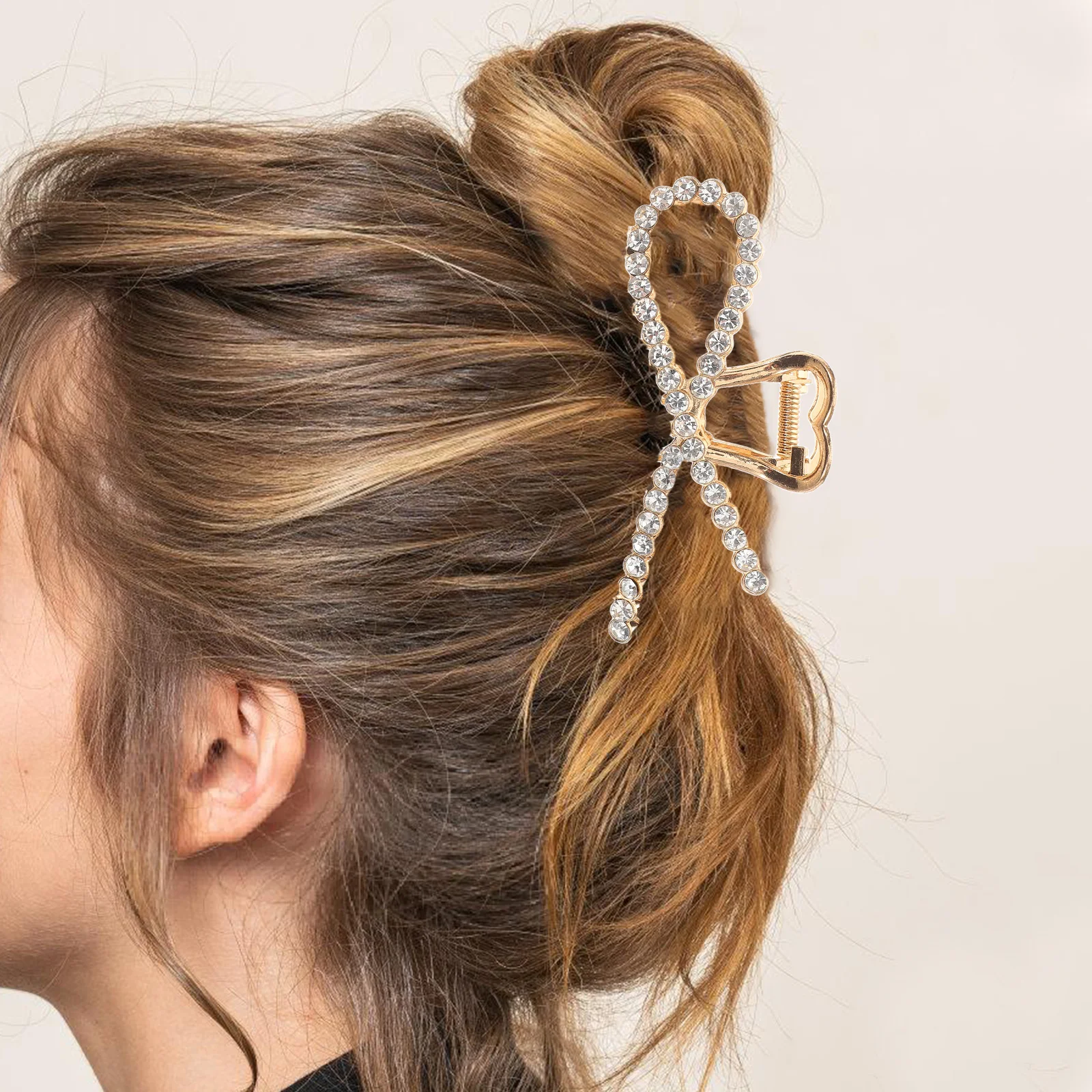 

Elegant Rhinestone Hair For Women Wedding Bridal Accessories Claw Secure Hold Durable Crystal Barrettes Vintage Metal Side