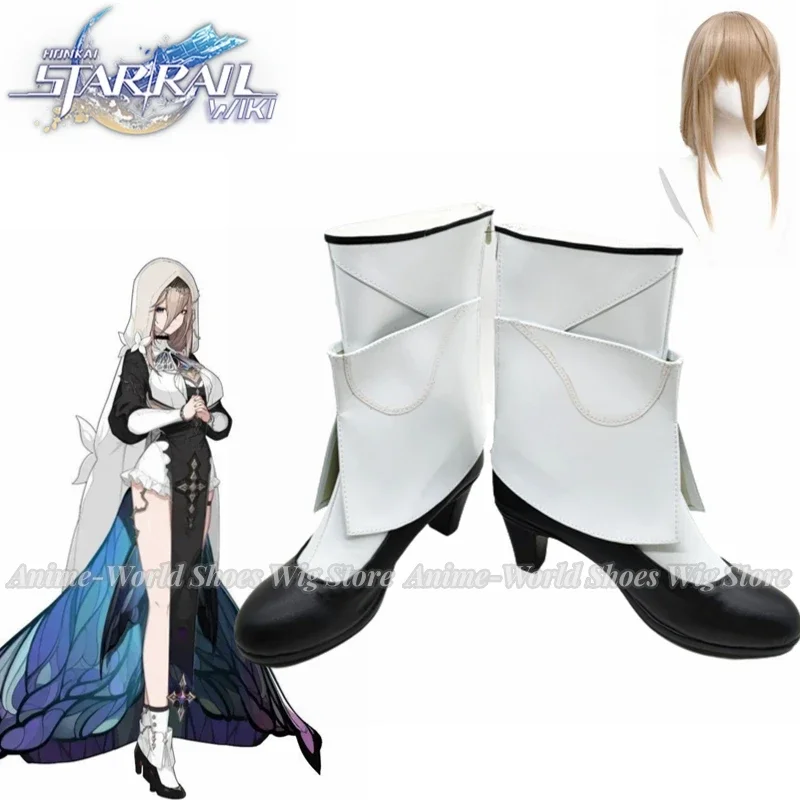 

Honkai Star Rail Cosplay Aponia Shoes Wig Short Boots Performance Game Anime Uniform Clothing Accessory Halloween Carnival