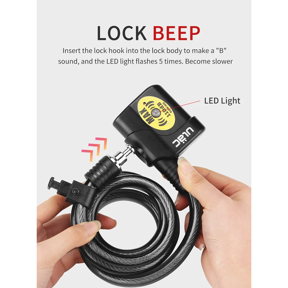 1 PC Professional Bicycle Lock Electronic Alarm Lock Anti-theft 110db Loud Wire Locks Security Lock Dropship