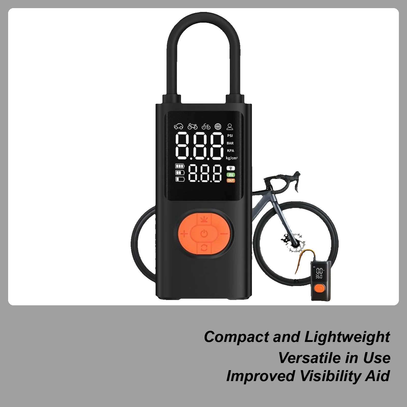 

Портативный воздушный насос, умный воздушный насос, перезаряжаемый легкий насос для накачивания шин с цифровым манометром для ремонта шаров мотоцикла, грузовика