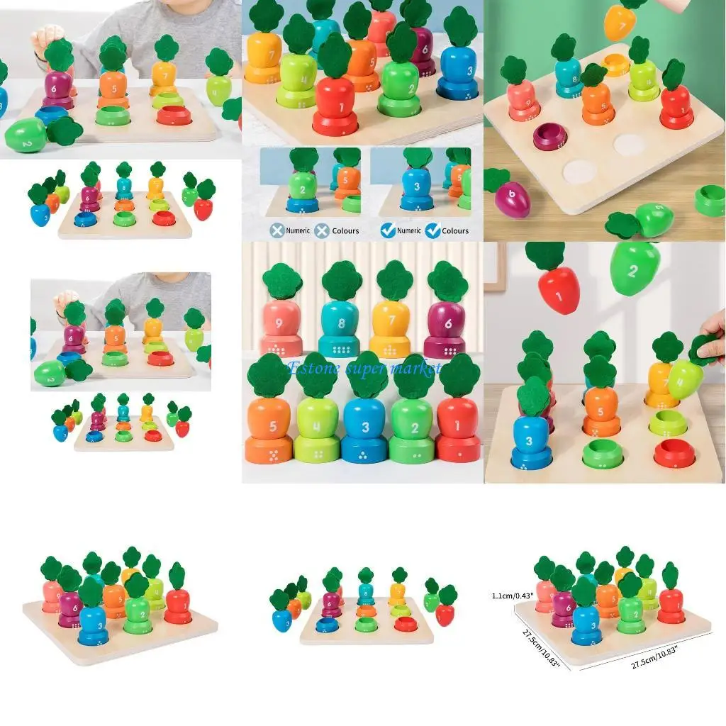 

090B Colorful Pulling Radish Color Sorting Toy Math Cognition for Kid Educational