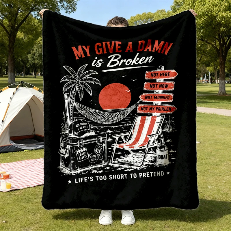 Too Old To Care Club Flannel Blanket, My Give A Damn Is Broken Flannel Blanket, Aging Attitude Flannel Blanket