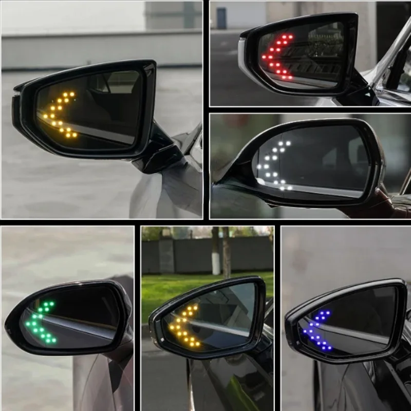 2Pcs Car Rearview Mirror Turn Signal Hidden LED Turn Indicator 14LED Arrow Light Turn Signal