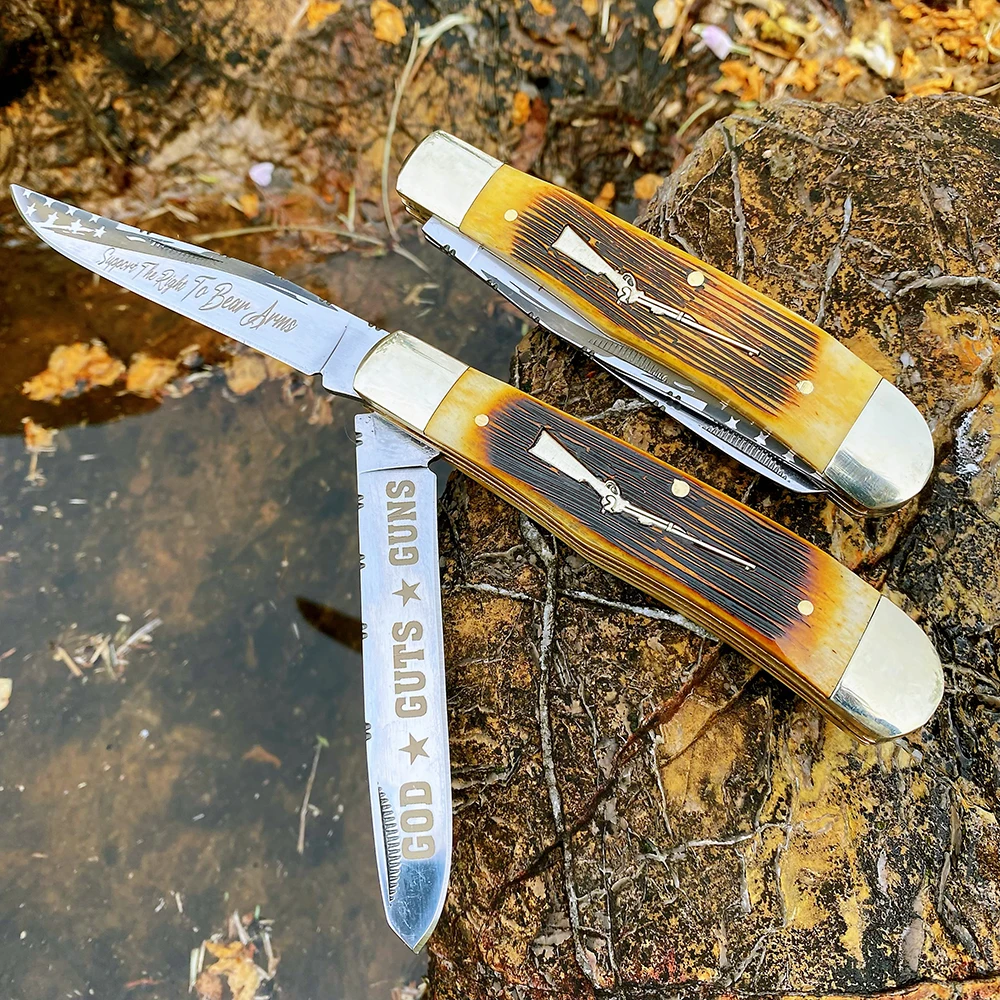 

Watchman Knife Bone Slip Joint Multi Blade Folding Pocket Knives Classic Traditional Tree High quality