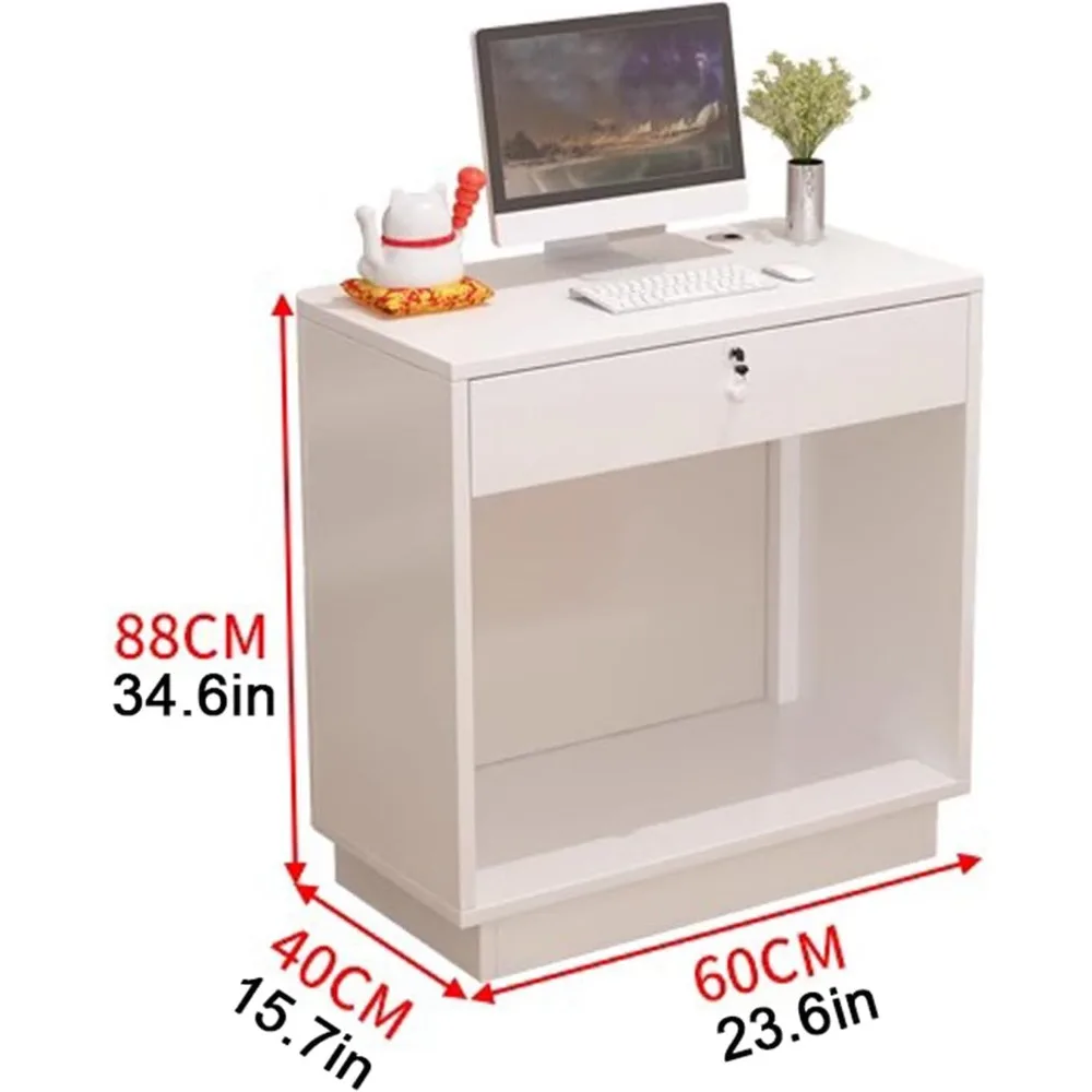 Reception Desk with Counter & Lockable Srotage Drawers Small Front Counter Cashier's Desks, for Salon Reception Room