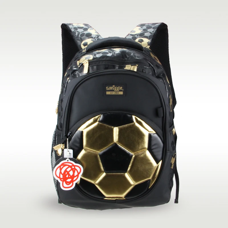 

Australia original smiggle children's schoolbag boys pupil backpack Golden Football 7-12 years old 16 Inch