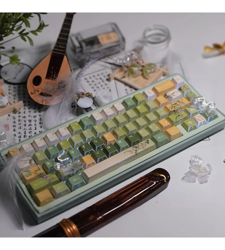Jingui Oolong Fold Edge Corner Side Transparent Keycap PBT Sublimation Original Wooting magnetic axis mechanical keyboard