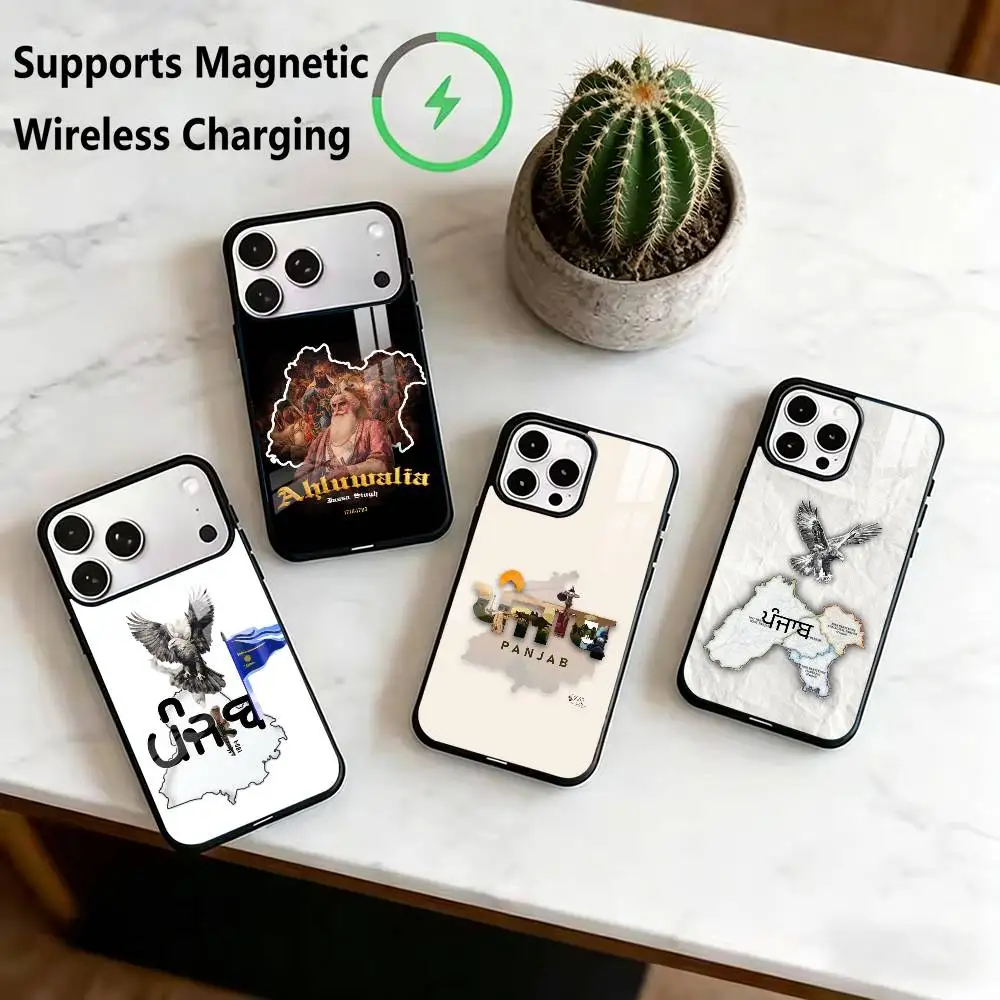 

ART P-Punjab Map Phone Case For iPhone17,16,15,14,13,12,11 Plus,Pro Compatible with magnetic wireless charging