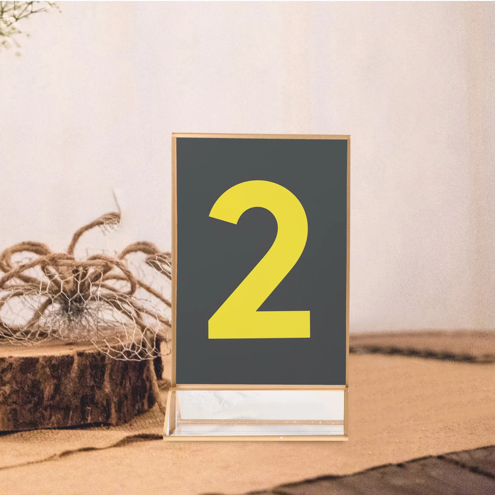 

2Pcs Acrylic Number Plate Stand Base Sign Rack Desktop Display Paper Card Holder Tabletop Price Tag Showing Stand Clear Visual