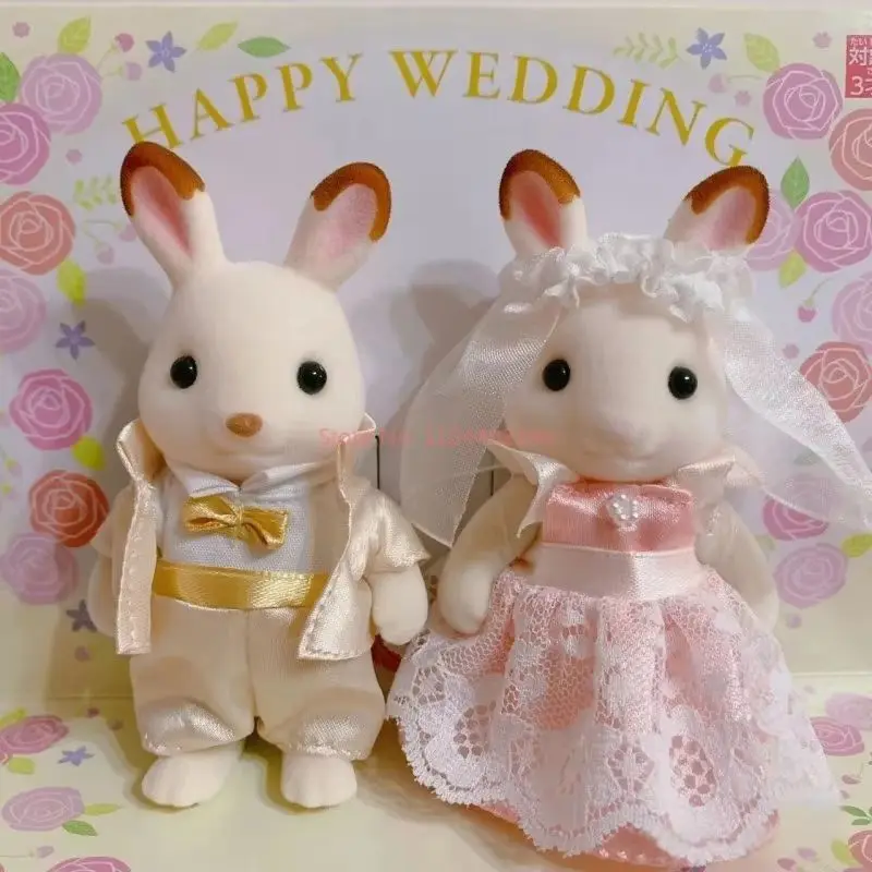 シルバニアファミリー結婚式ウサギシリーズチョコレートゴールデンウェディングフラワーガールアニメフィギュア Pvc 子供ままごとおもちゃギフト