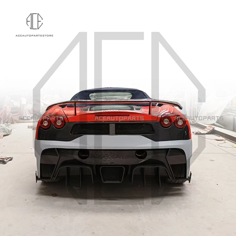 For Ferrari F430 Carbon Fiber Body Kit F430 Upgraded VORS Style Front And Rear Bumper Spoiler Hood