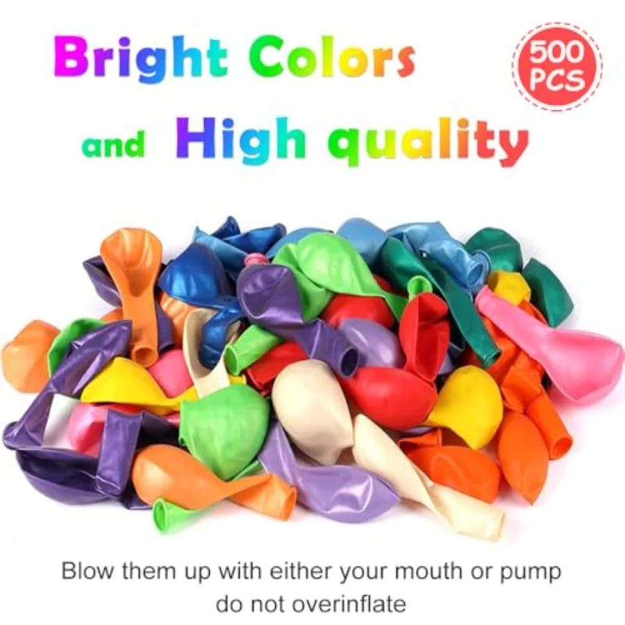 500 peças balões de látex arco-íris de cores sortidas pacote em massa para decorações de festa de aniversário de casamento durável e vibrante