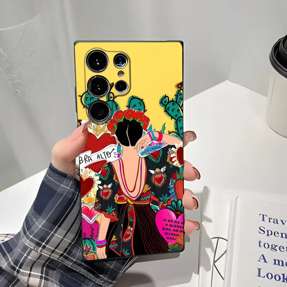 Capa de Telefone Fashion F-Frida Kahlo para Samsung A25 A13 A33 5G A54 A36 A35 A56 A52 A14, Capa Macia à Prova de Choque