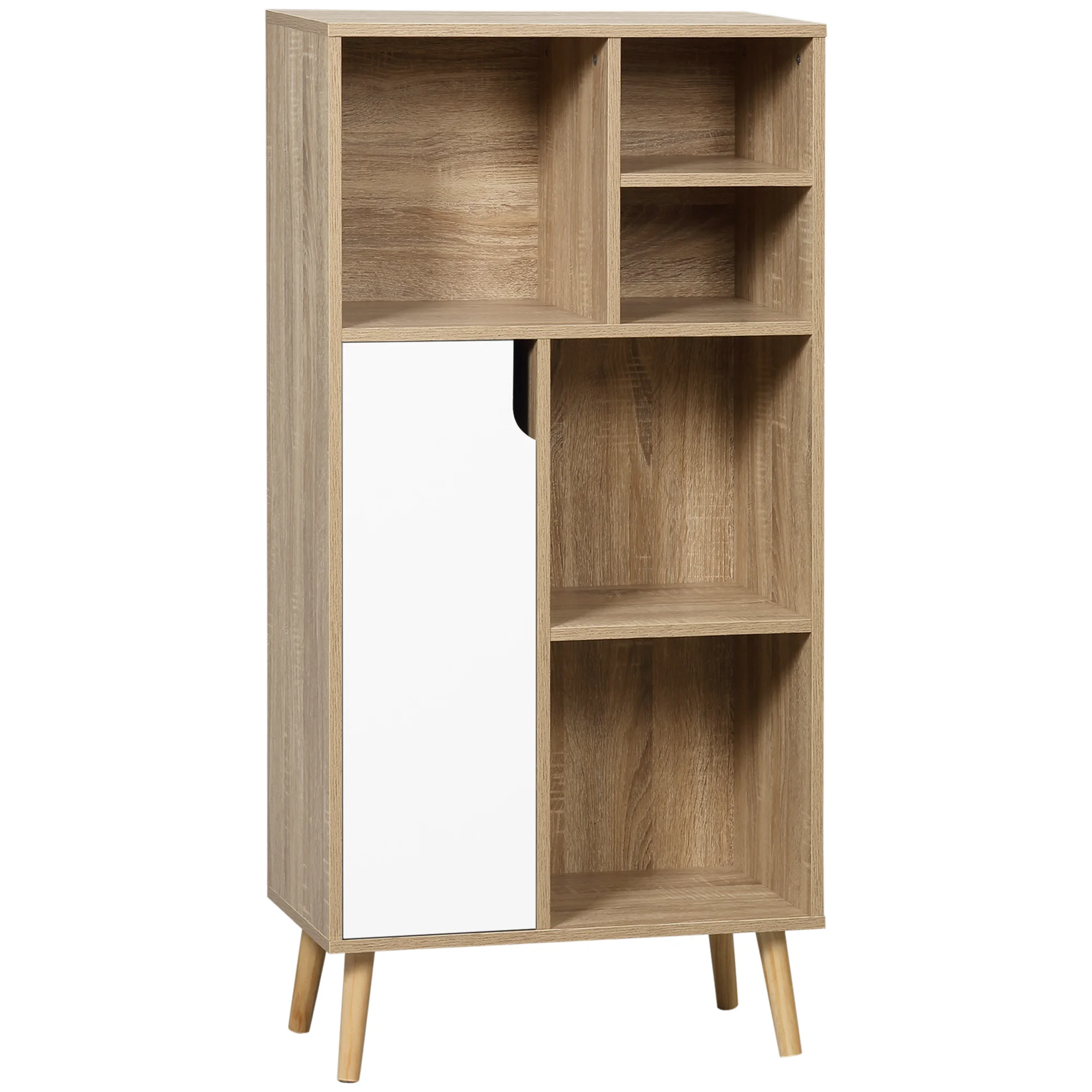 HOMCOM Mueble Aparador Alto de Salón con 5 Compartimentos y 1 Puerta 60x30x121
