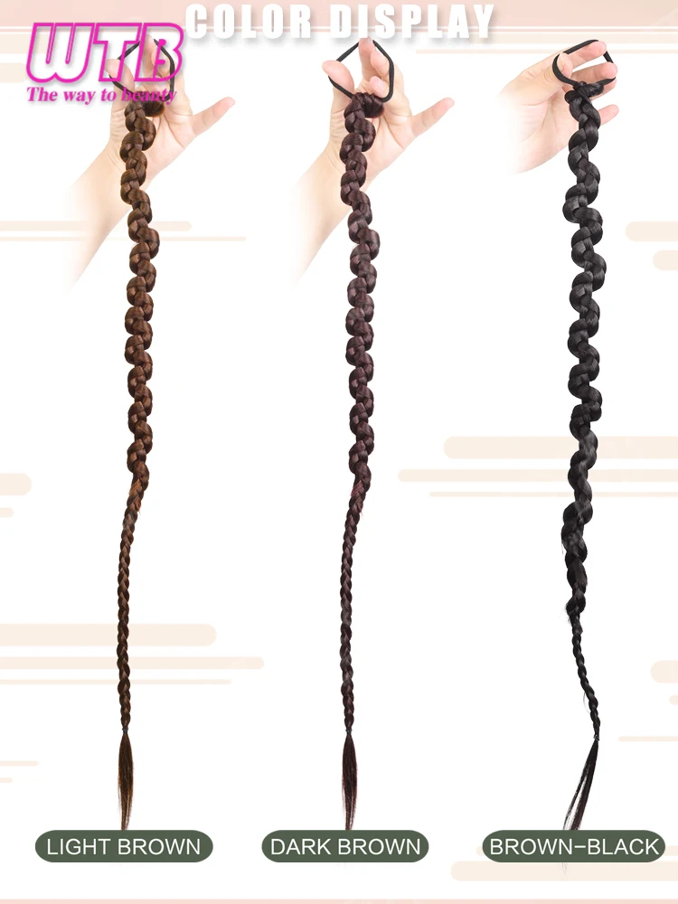 WTB Twisted Braid Synthetic Wig Elastic Band Style Braided Ponytail Wig Suitable for Women's Daily Wear and Holiday Events