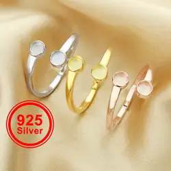 4MM Keepsake Mother Milk Resin Round Bezel Ring Settings,Bypass Solid 925 Sterling Silver Ring,Adjustable Ring 1215048
