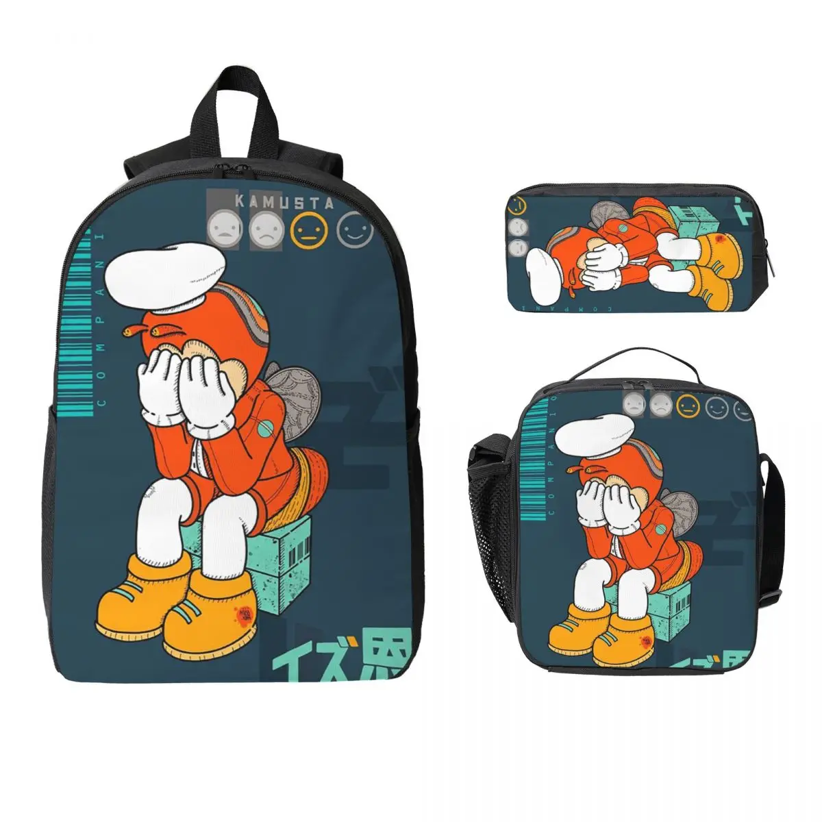 

JOLLIBEE KAMUSTA HYPE BACKPRINT Backpack Boy Girls BookBag School Bag Computer Shoulder Bags 3ps Insulated Lunch Bag Pencil Case