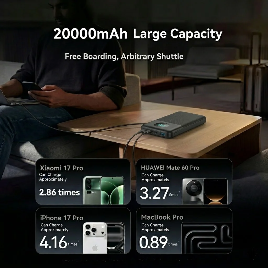 แบตเตอรี่สำรองความจุ 20000mAh  - Portable Charger 20000Mah บทวิจารณ์และราคา
