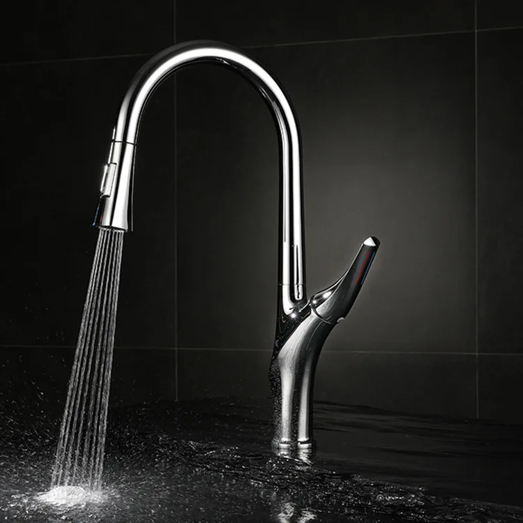 Kitchen Copper Pull Faucet Vegetable Basin Sink Rotatable Hot and Cold Faucet