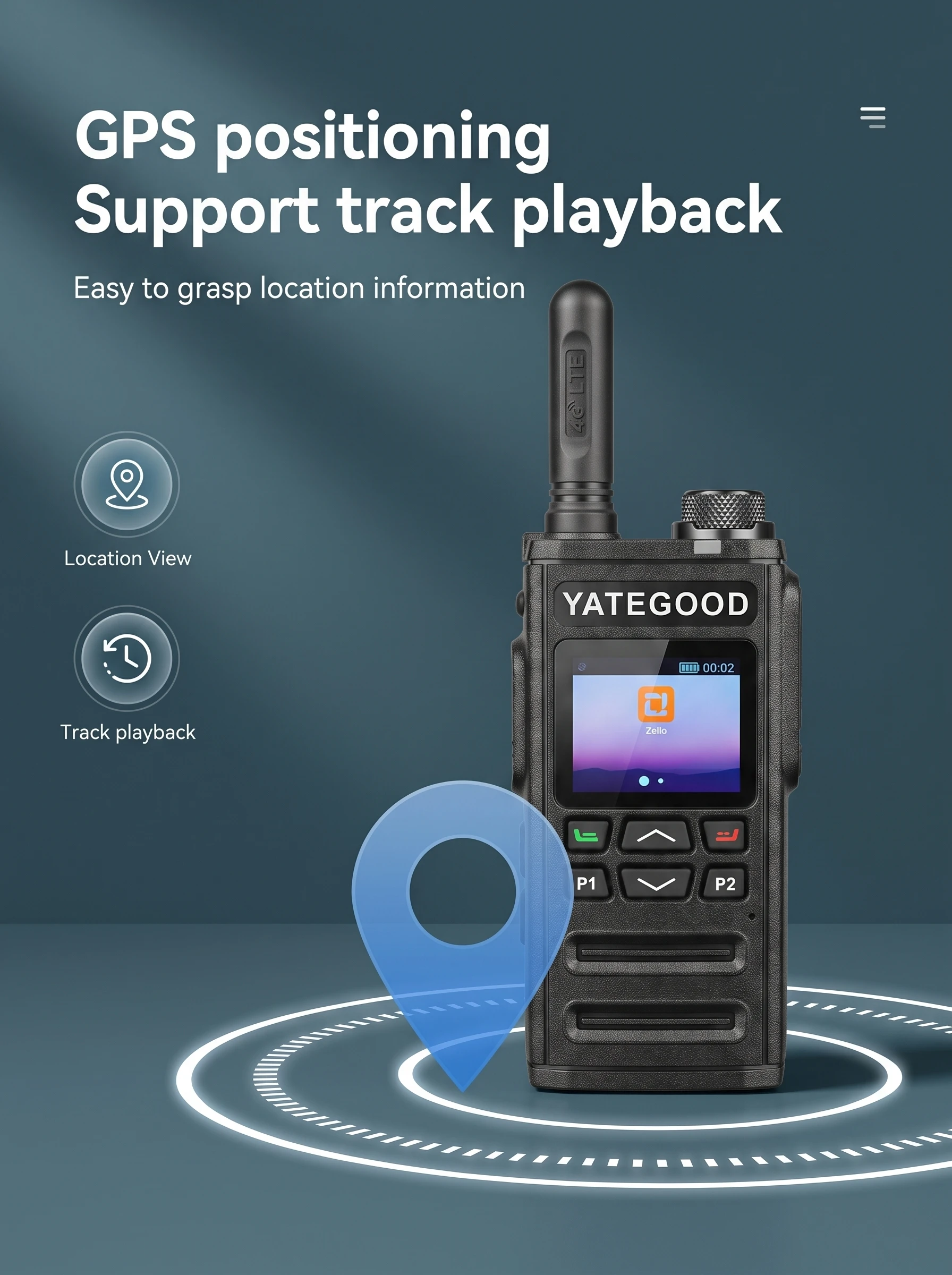 Global ZELLO Walkie Talkie Network 5000KM 3G 4G Radio WiFi 100KM Bluetooth GPS