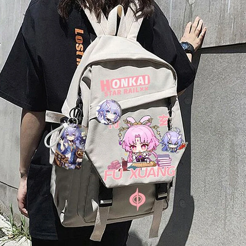 

28x13x43cm Black White, Honkai: Star Rail, Student Kids Teens School Bags, Large Capacity Mochilas Anime Backpacks Girls Boys